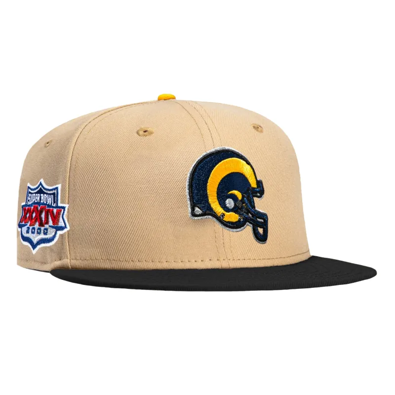 New Era 59Fifty Los Angeles Rams 2000 Super Bowl Patch Hat - Khaki, Black made by New Era