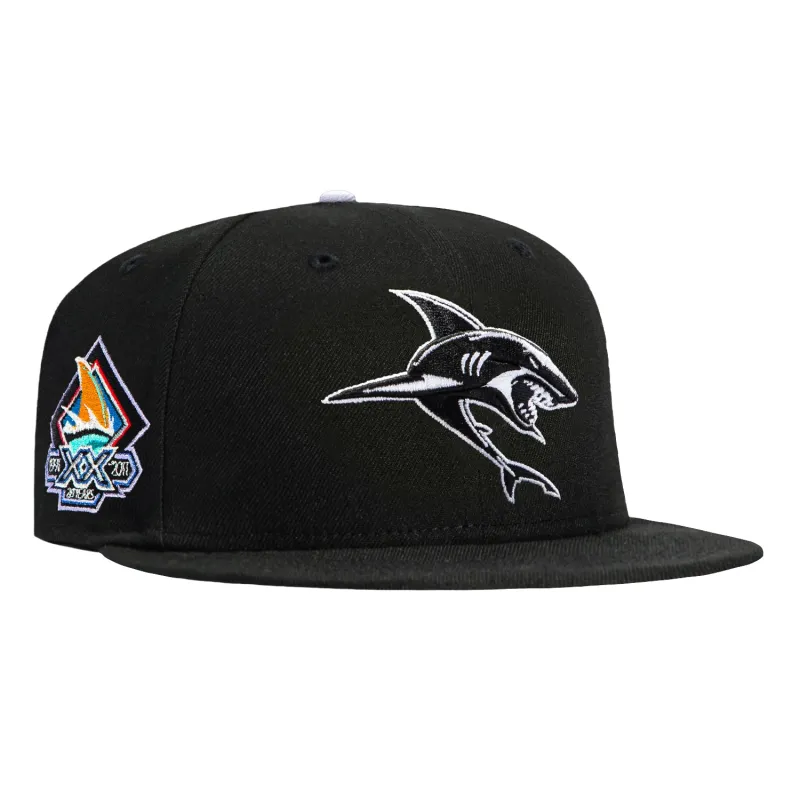 New Era 59Fifty San Jose Sharks 20th Anniversary Patch Alternate Hat - Black, White made by New Era