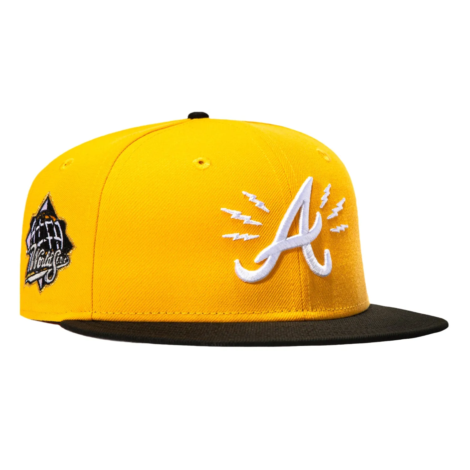 New Era 59Fifty Slayer Atlanta Braves 1999 World Series Patch Bolt Hat - Gold, Black sold by Hat Club