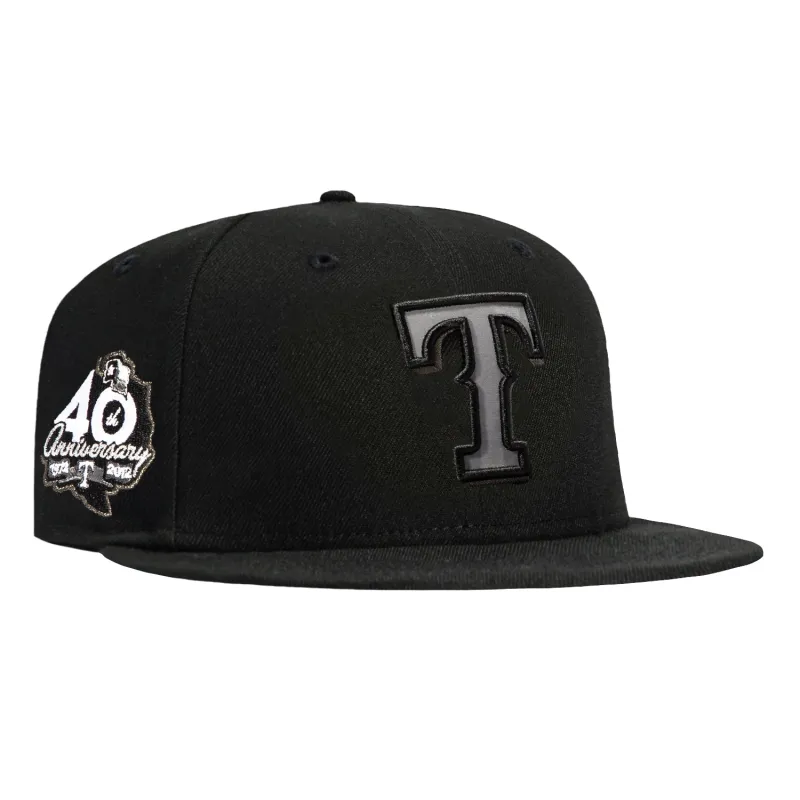 New Era 59Fifty Reflective Texas Rangers 40th Anniversary Patch Hat - Black made by New Era