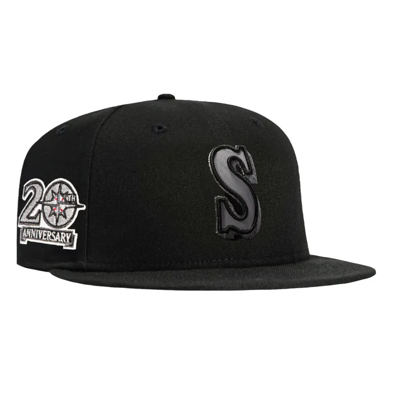 New Era 59Fifty Reflective Seattle Mariners 20th Anniversary Patch Reflective UV 1987 Hat - Black made by New Era