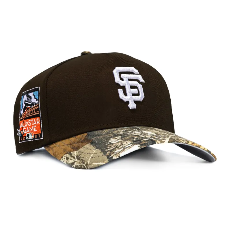 New Era 9Forty A-Frame Realtree Visor San Francisco Giants 2007 All Star Game Patch Snapback Hat - Brown, Realtree made by New Era