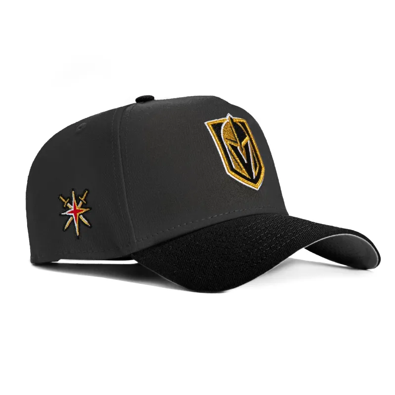 New Era 9Forty A-Frame Vegas Golden Knights Logo Patch Snapback Hat - Graphite, Black made by New Era