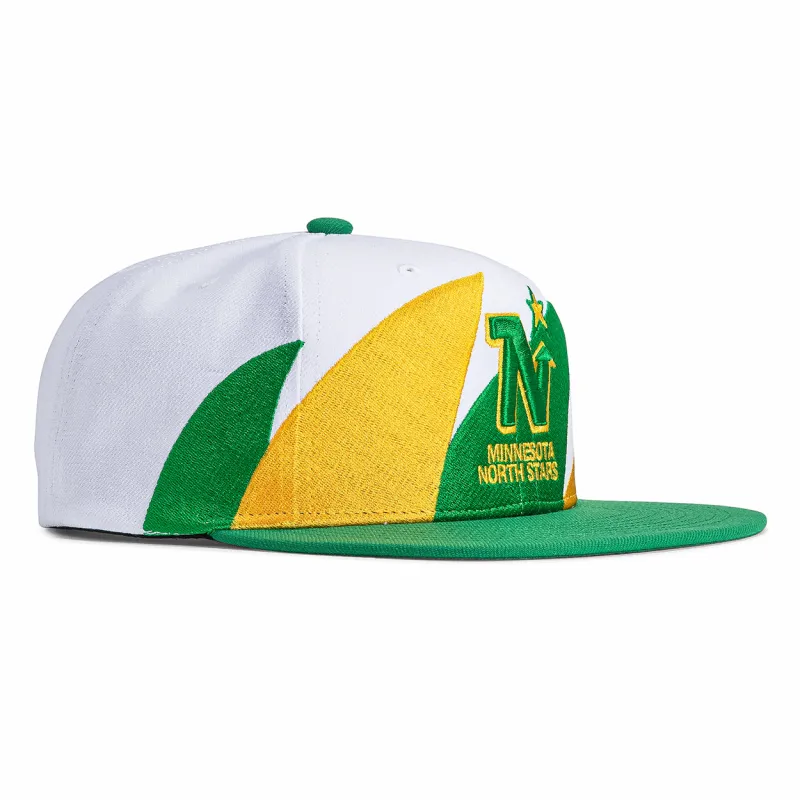 Mitchell & Ness Sharktooth Minnesota North Stars Snapback Hat - White, Kelly made by Mitchell & Ness