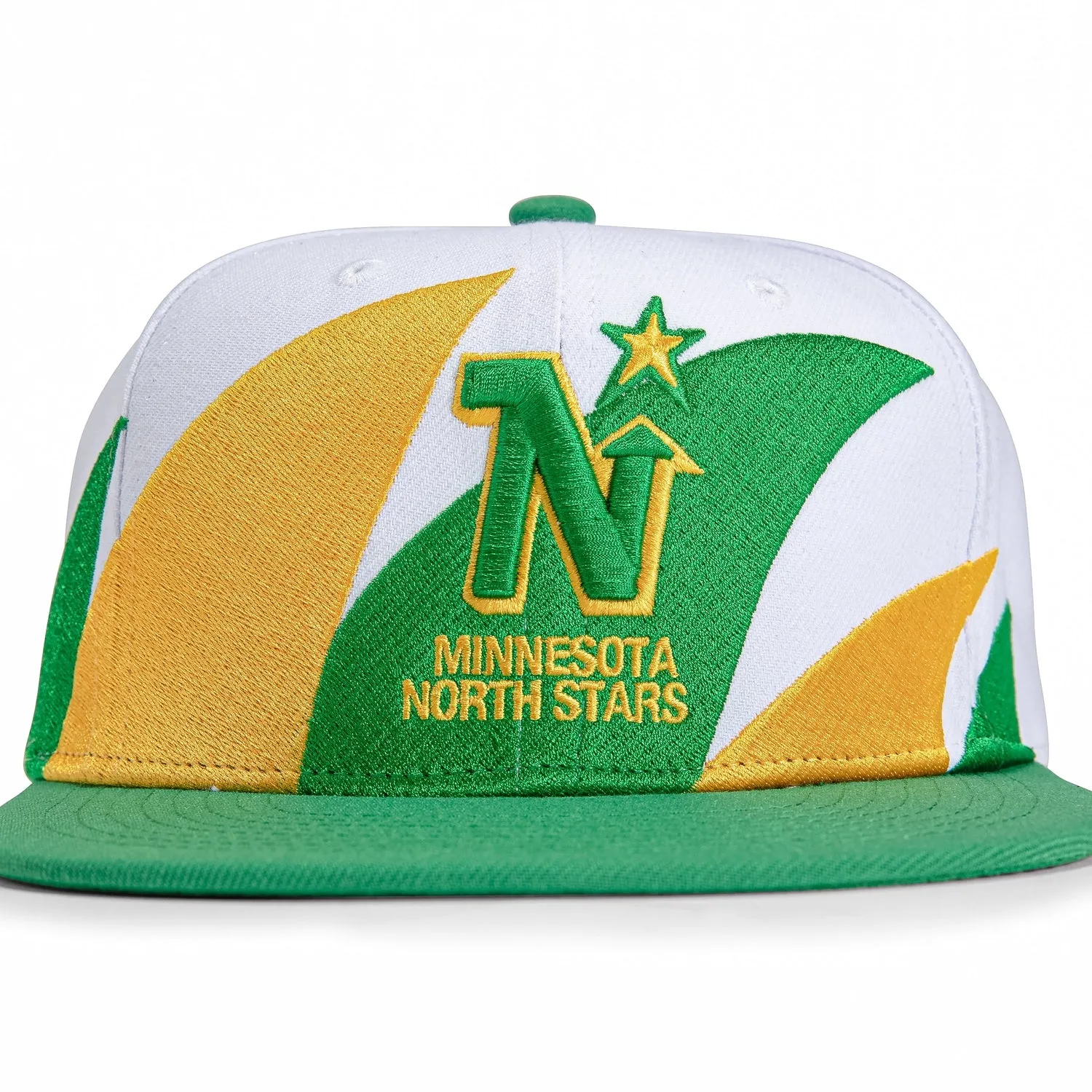 Mitchell & Ness Sharktooth Minnesota North Stars Snapback Hat - White, Kelly sold by Hat Club product image thumbnail 3