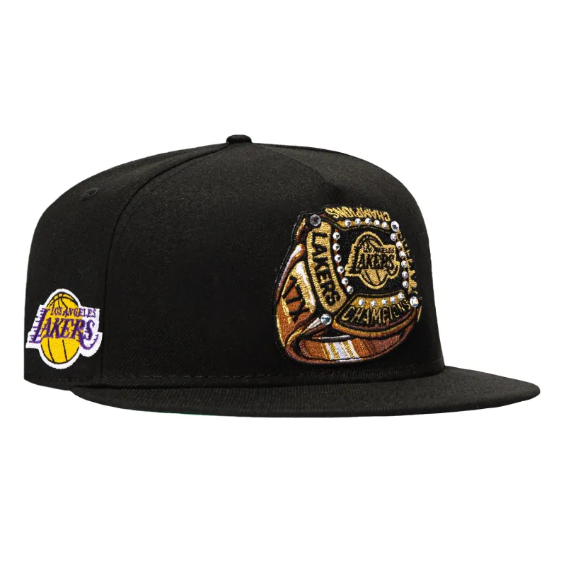 New Era 9Fifty A-Frame Ring Los Angeles Lakers Logo Patch Snapback Hat - Black made by New Era