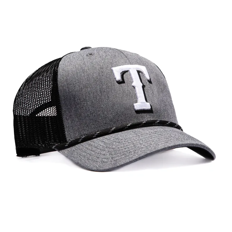 47 Brand Carbon Rope Texas Rangers Trucker Snapback Hat - Grey, Black made by 47