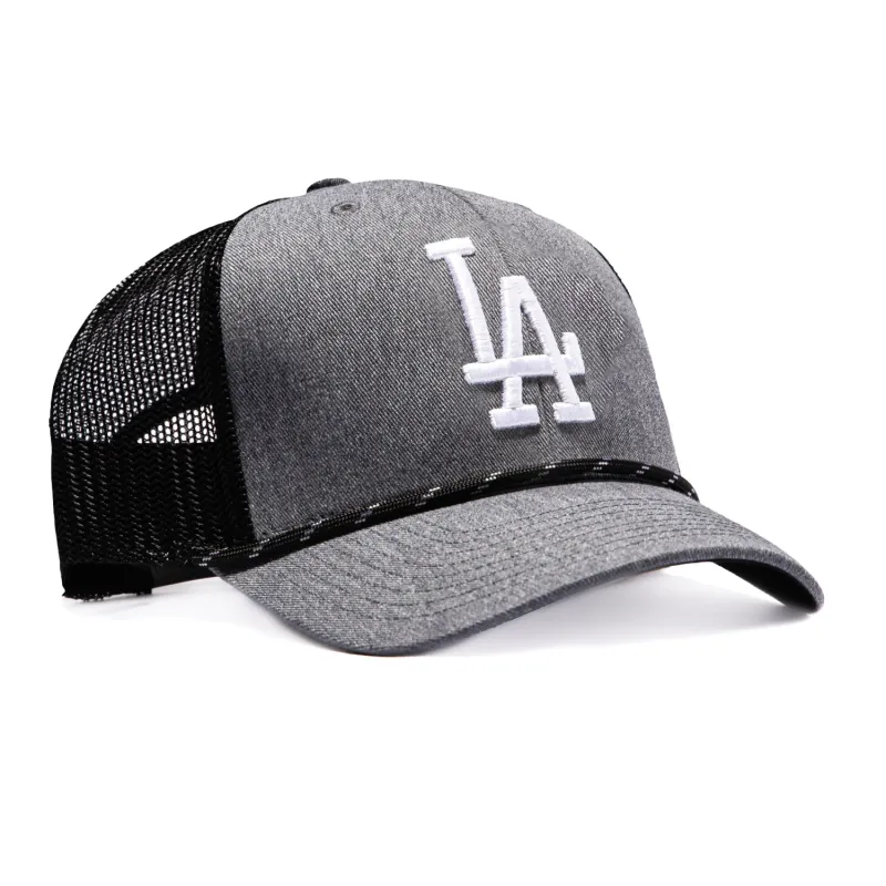 47 Brand Carbon Rope Los Angeles Dodgers Trucker Snapback Hat - Grey, Black made by 47