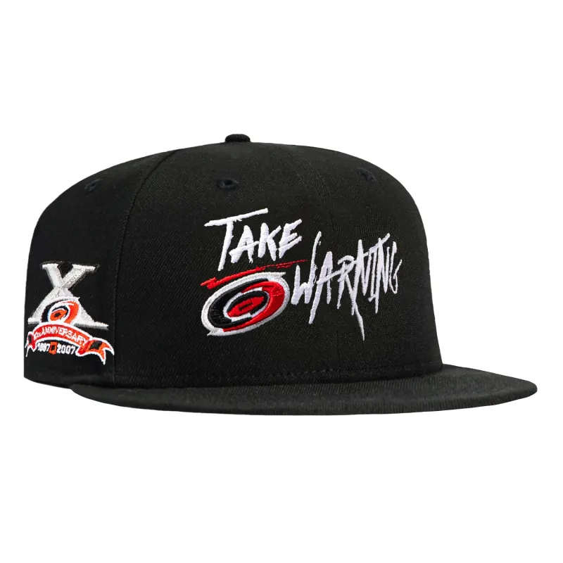 New Era 59Fifty Black Dome Carolina Hurricanes 10th Anniversary Patch Take Warning Hat - Black made by New Era