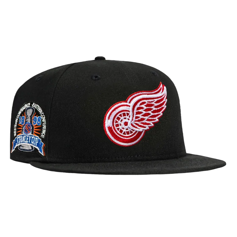New Era 59Fifty Black Dome Detroit Red Wings 1998 Stanley Cup Patch Hat - Black made by New Era