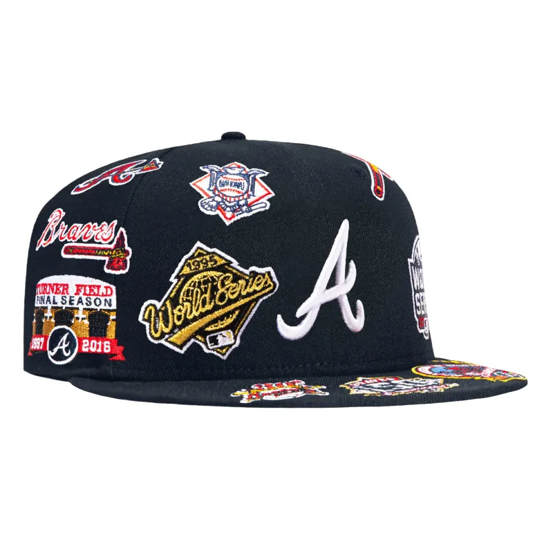 New Era 59Fifty All Over Atlanta Braves Hat - Navy made by New Era