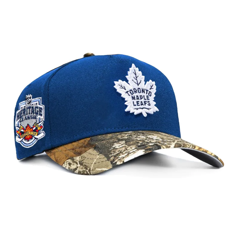 New Era 9Forty A-Frame Realtree Visor Toronto Maple Leafs 2022 Heritage Classic Patch Word Snapback Hat - Royal, Realtree made by New Era