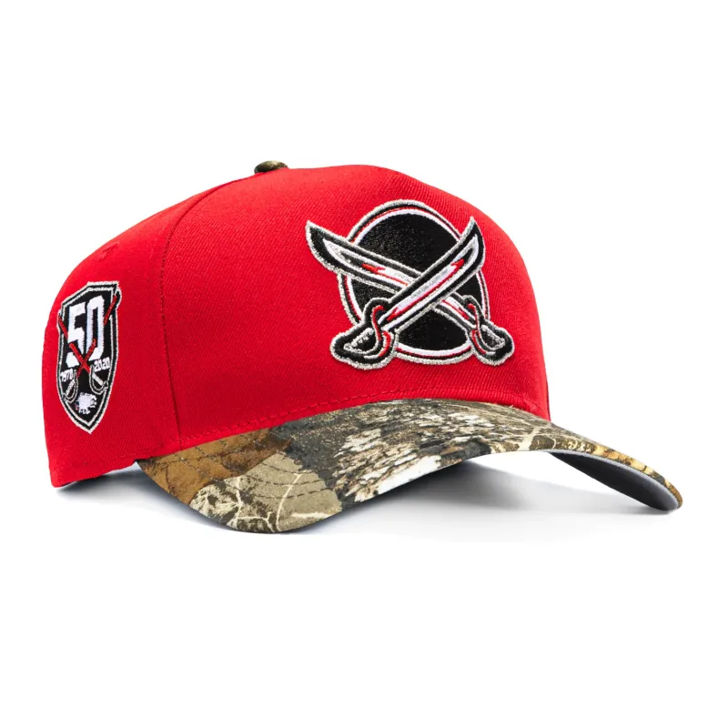 New Era 9Forty A-Frame Realtree Visor Buffalo Sabres 50th Anniversary Patch Snapback Hat - Red, Realtree made by New Era