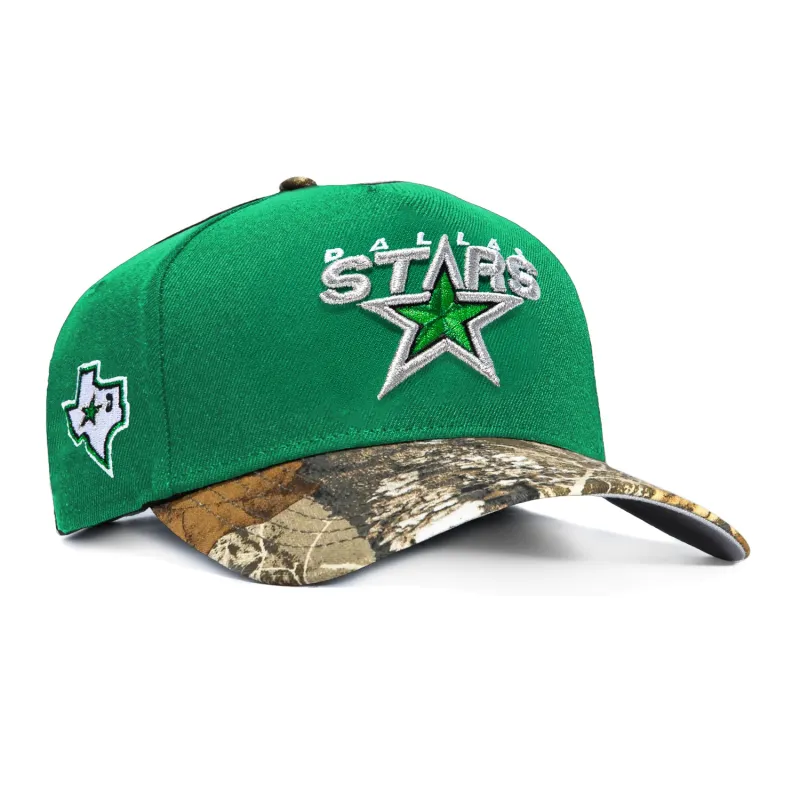 New Era 9Forty A-Frame Realtree Visor Dallas Stars Logo Patch Alternate Snapback Hat - Black, Realtree made by New Era
