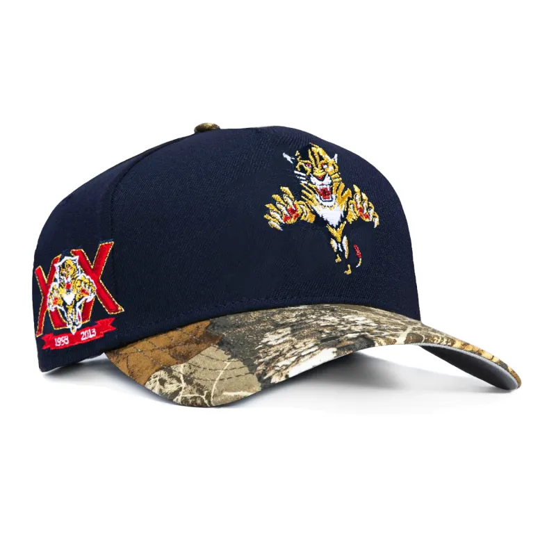 New Era 9Forty A-Frame Realtree Visor Florida Panthers 20th Anniversary Patch Snapback Hat - Navy, Realtree made by New Era