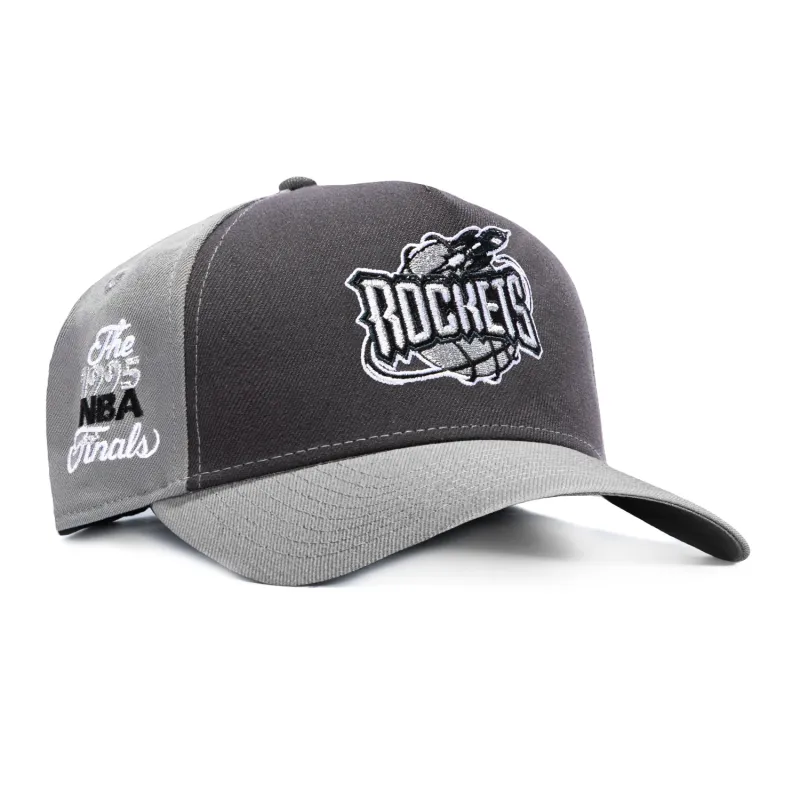 New Era 9Forty A-Frame Houston Rockets The 1995 NBA Finals Patch Rail Snapback Hat - Grey, Graphite made by New Era