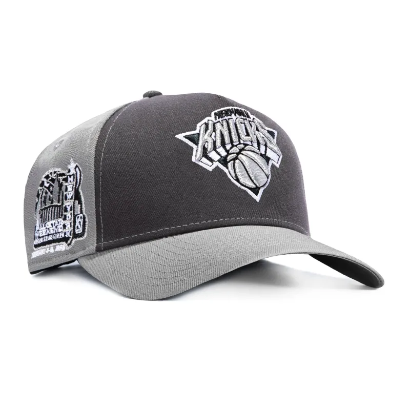 New Era 9Forty A-Frame New York Knicks 1998 All Star Game Patch Rail Snapback Hat - Grey, Graphite made by New Era
