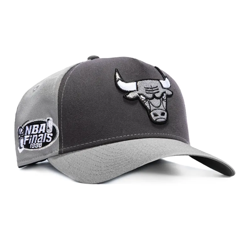 New Era 9Forty A-Frame Chicago Bulls 1998 NBA Finals Patch Rail Snapback Hat - Grey, Graphite made by New Era