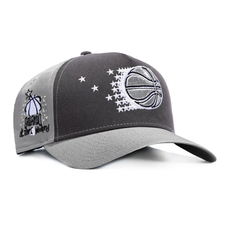 New Era 9Forty A-Frame Orlando Magic 1992 All Star Game Patch Rail Snapback Hat - Grey, Graphite made by New Era