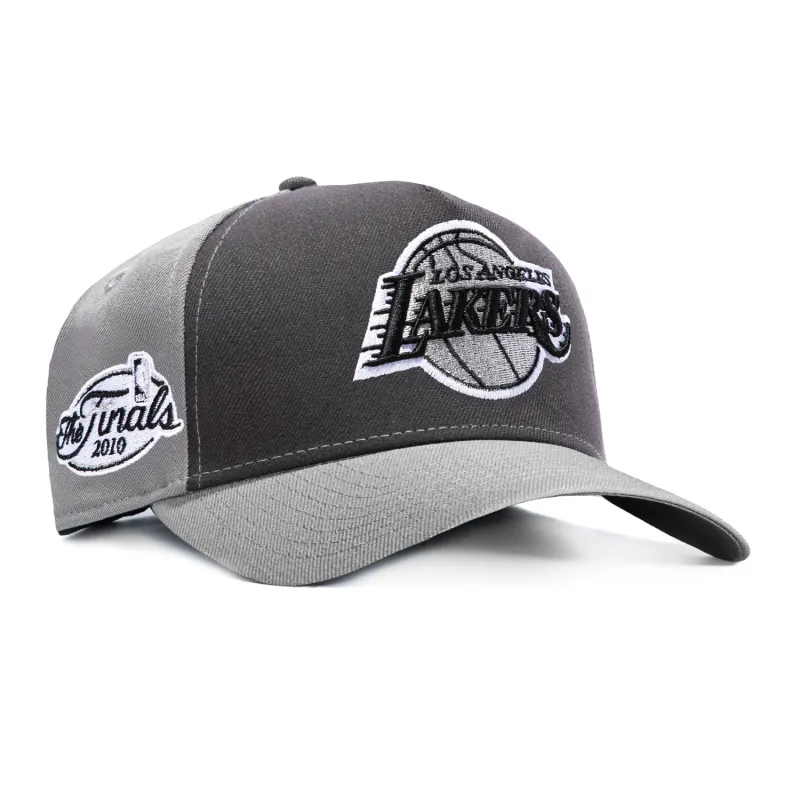 New Era 9Forty A-Frame Los Angeles Lakers 2010 The Finals Patch Rail Snapback Hat - Grey, Graphite made by New Era