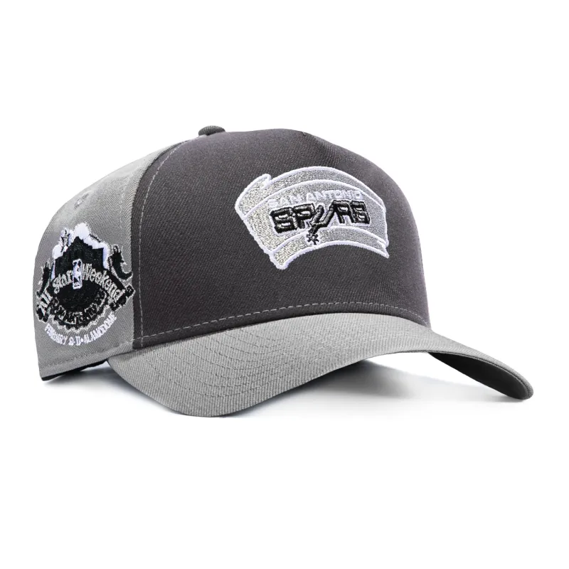New Era 9Forty A-Frame San Antonio Spurs 1996 All Star Game Patch Rail Snapback Hat - Grey, Graphite made by New Era