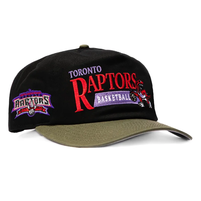New Era 19Twenty Toronto Raptors 10th Anniversary Patch Vintage Word Snapback Pre-Curved Hat - Black, Olive made by New Era