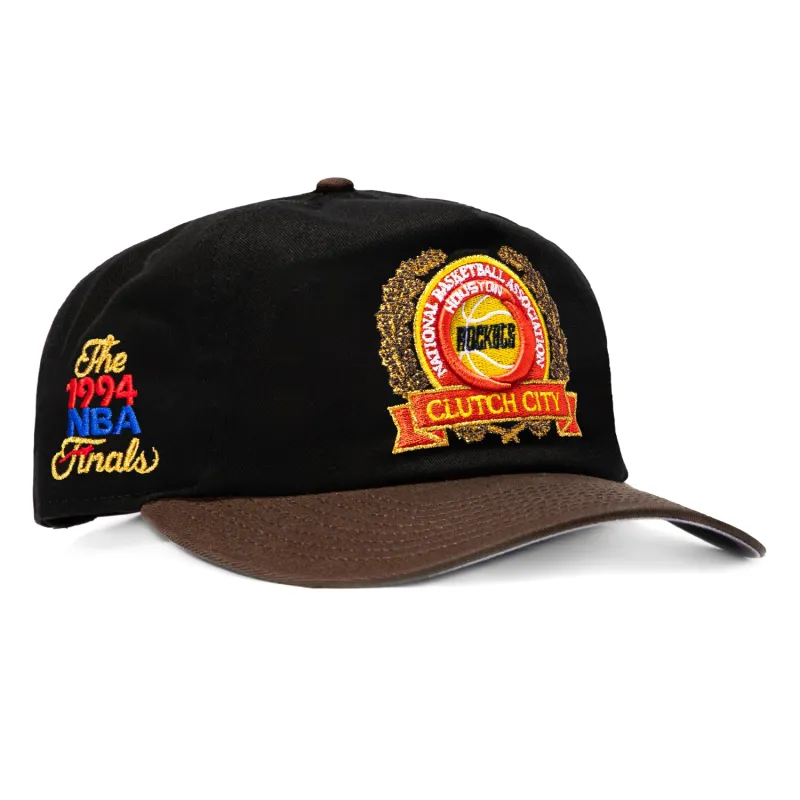 New Era 19Twenty Houston Rockets The 1994 NBA Finals Patch Vintage Word Snapback Pre-Curved Hat - Black, Brown made by New Era