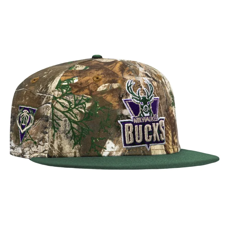 New Era 59Fifty Milwaukee Bucks Logo Patch 1993 Hat - Realtree, Green made by New Era