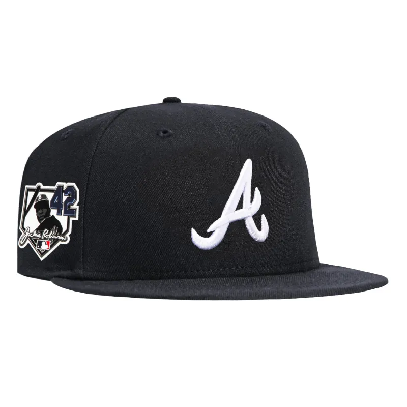 New Era 59Fifty Atlanta Braves 42 Jackie Robinson Patch Hat - Navy made by New Era