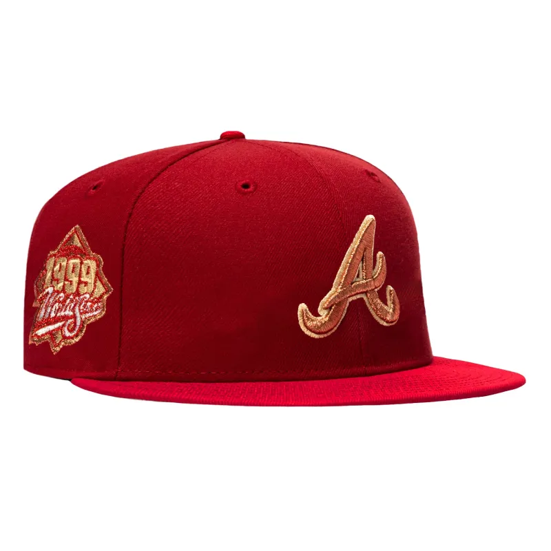 New Era 59Fifty Rotten Apple Atlanta Braves 1999 World Series Patch Hat - Brick, Cardinal made by New Era