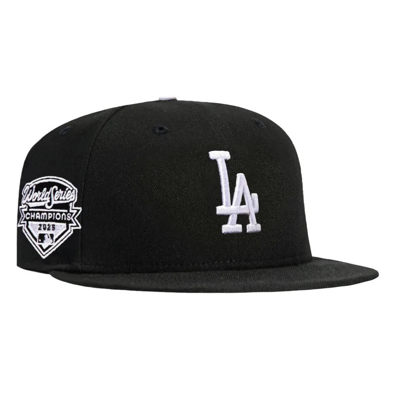 New Era 59Fifty Los Angeles Dodgers 2025 World Series Champions Patch Hat - Black, White made by New Era