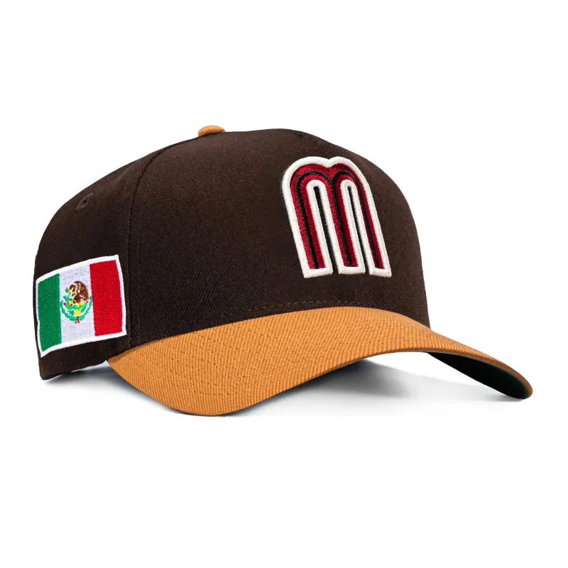 New Era 9Forty A-Frame Ice Cream Sundae Mexico World Baseball Classic Mexico Flag Patch Snapback Hat - Brown, Khaki made by New Era