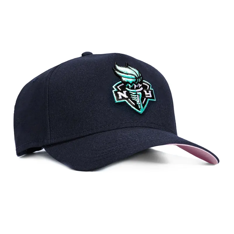 New Era 9Forty A-Frame Teal Story New York Liberty Pink UV Snapback Hat - Navy made by New Era