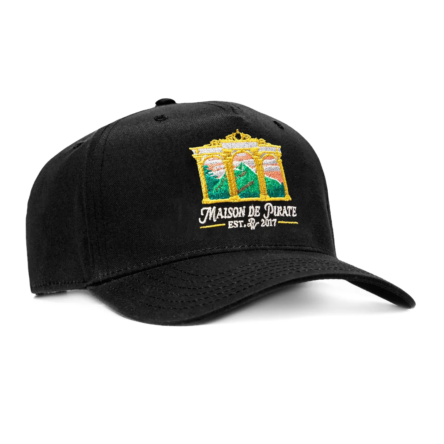 Pirate Worldwide Skyline Maison De Pirate Snapback Hat - Black sold by Hat Club
