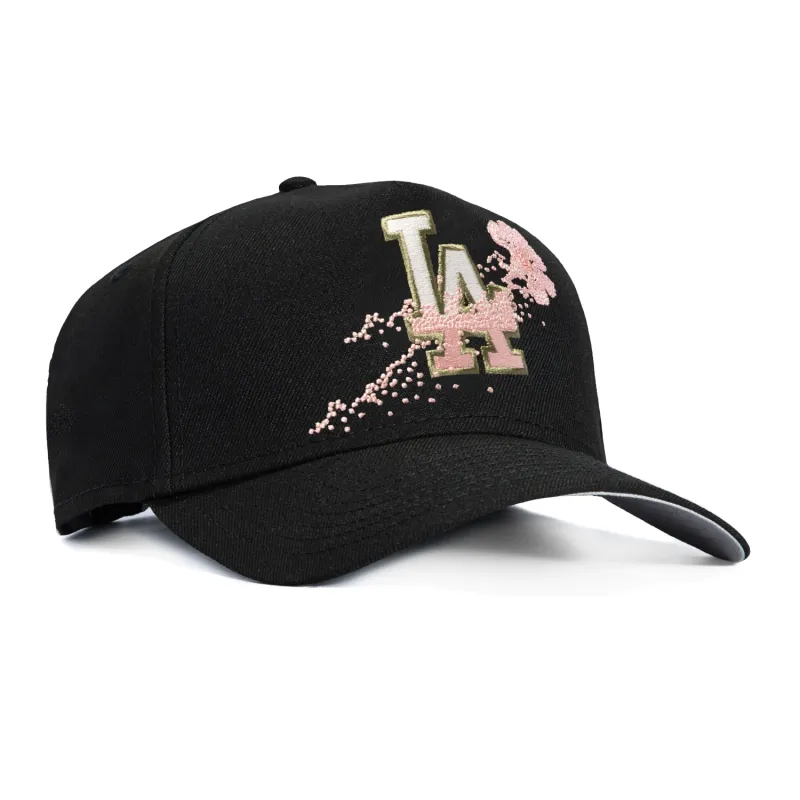 New Era 9Forty A-Frame Los Angeles Dodgers Flower Snapback Hat - Black made by New Era