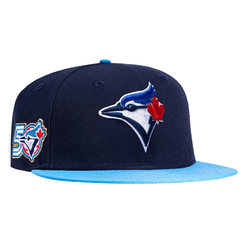 New Era 59Fifty Toronto Blue Jays 50th Anniversary Patch Alternate 3 Hat - Navy, Light Blue made by New Era