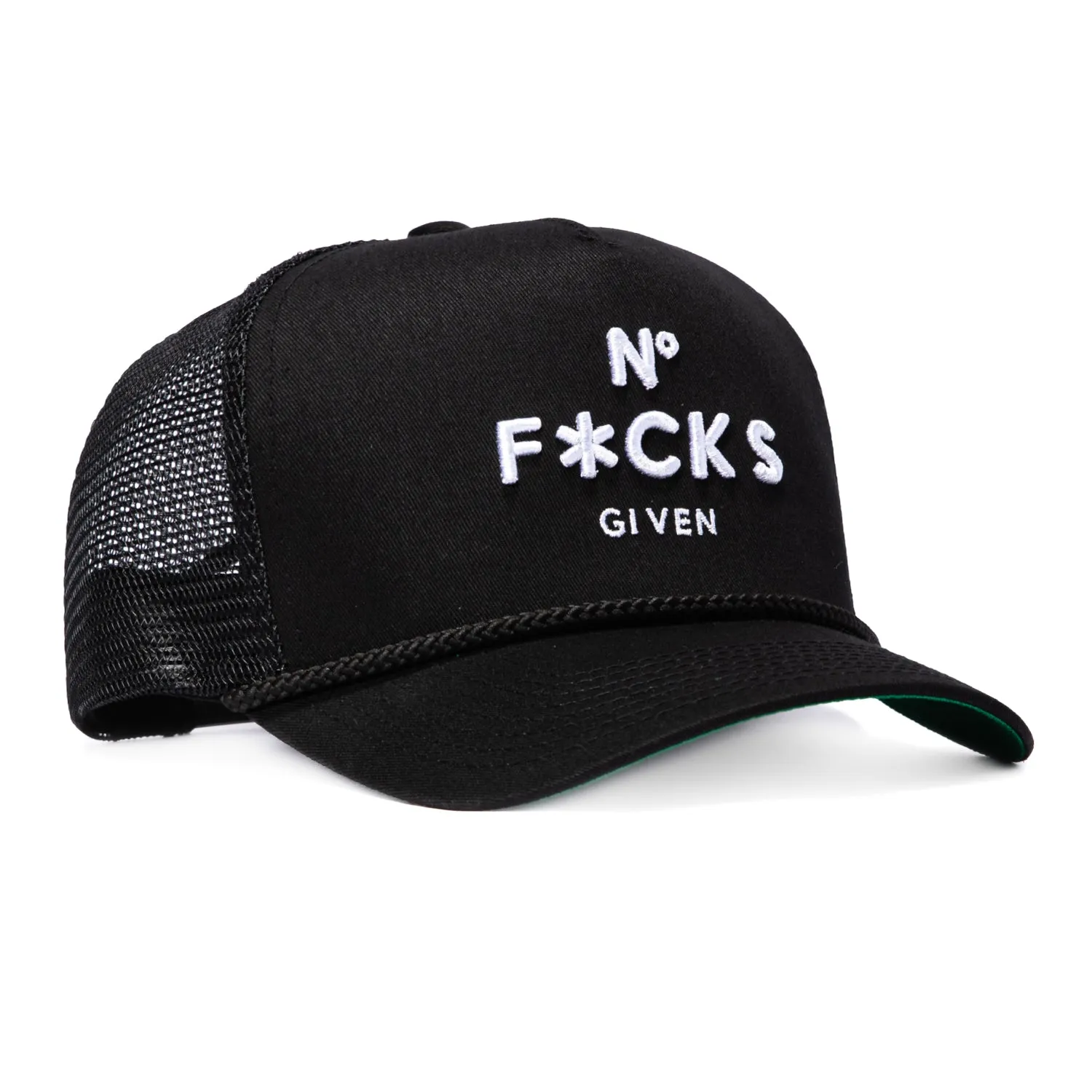 Field Grade No F*cks Given Snapback Twill Meshback Trucker Hat - Black, White sold by Hat Club