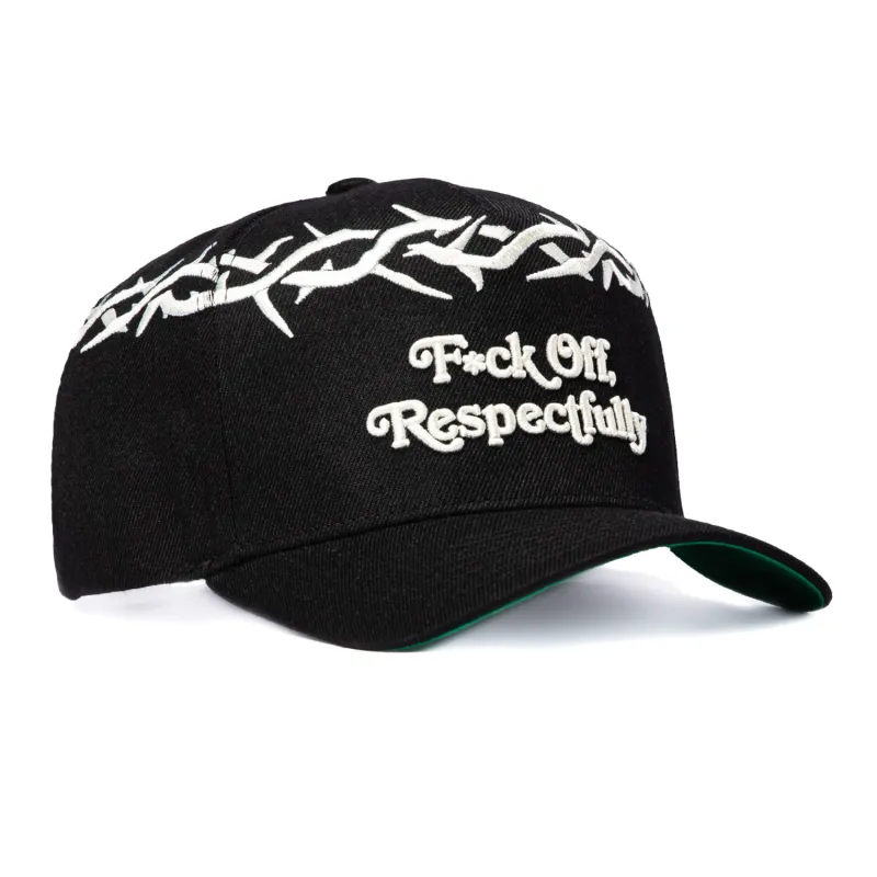 Field Grade F*ck Off Respectfully Snapback Crown Thorns Hat - Black made by Hat Club