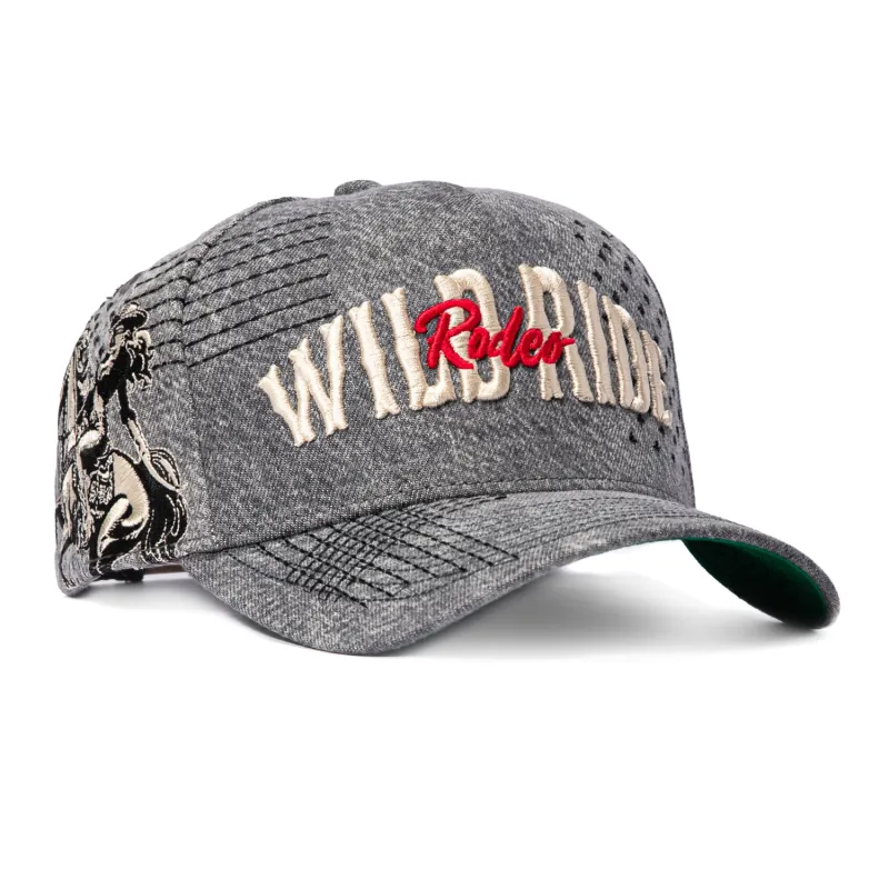 Field Grade Wild Ride Sashiko Snapback Denim Trucker Hat - Grey made by Hat Club