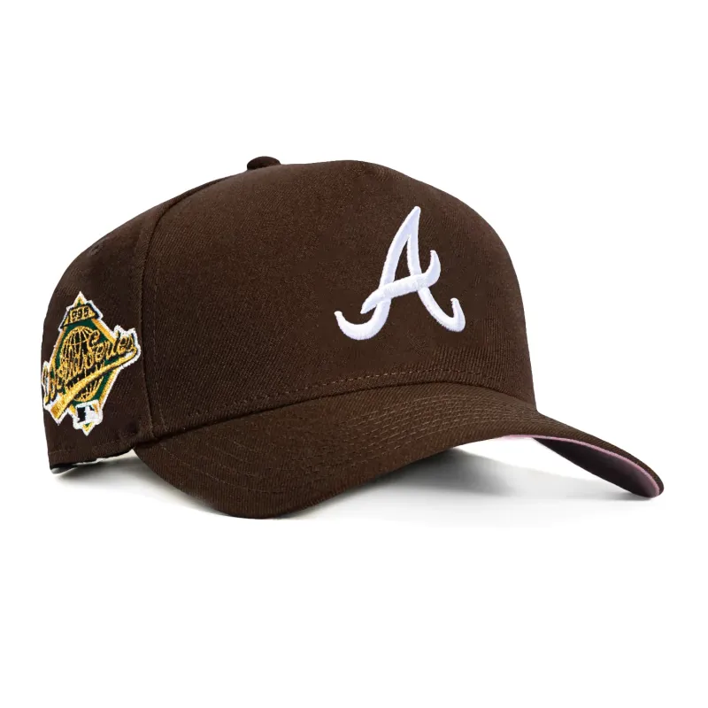 New Era 9Forty A-Frame Atlanta Braves 1995 World Series Patch Pink UV Snapback Hat - Brown made by New Era