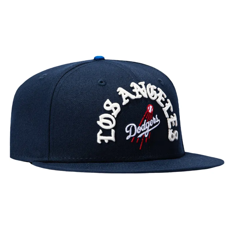 New Era 59Fifty Los Angeles Dodgers Old English Arch Hat - Navy made by New Era