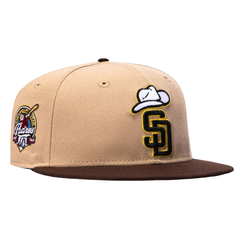 New Era 59Fifty San Diego Padres 40th Anniversary Patch Cowboy Hat - Khaki, Brown made by New Era