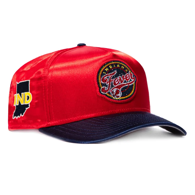 New Era 9Fifty A-Frame Indiana Fever State Patch Satin Snapback Rhinestone Hat - Red, Navy made by New Era
