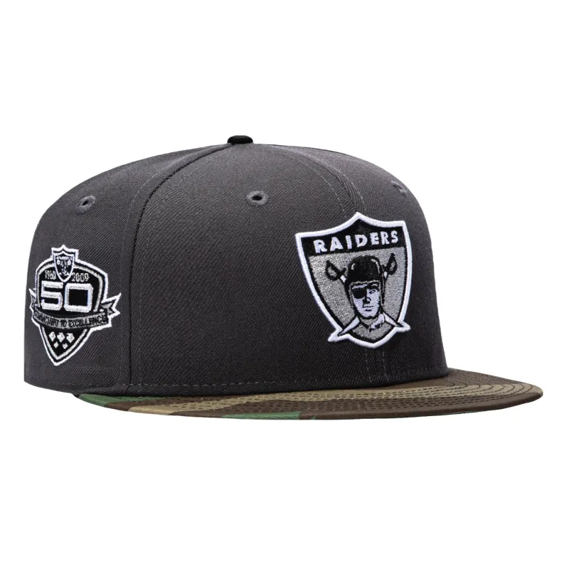 New Era 59Fifty Las Vegas Raiders 50th Anniversary Patch Hat - Graphite, Camo made by New Era