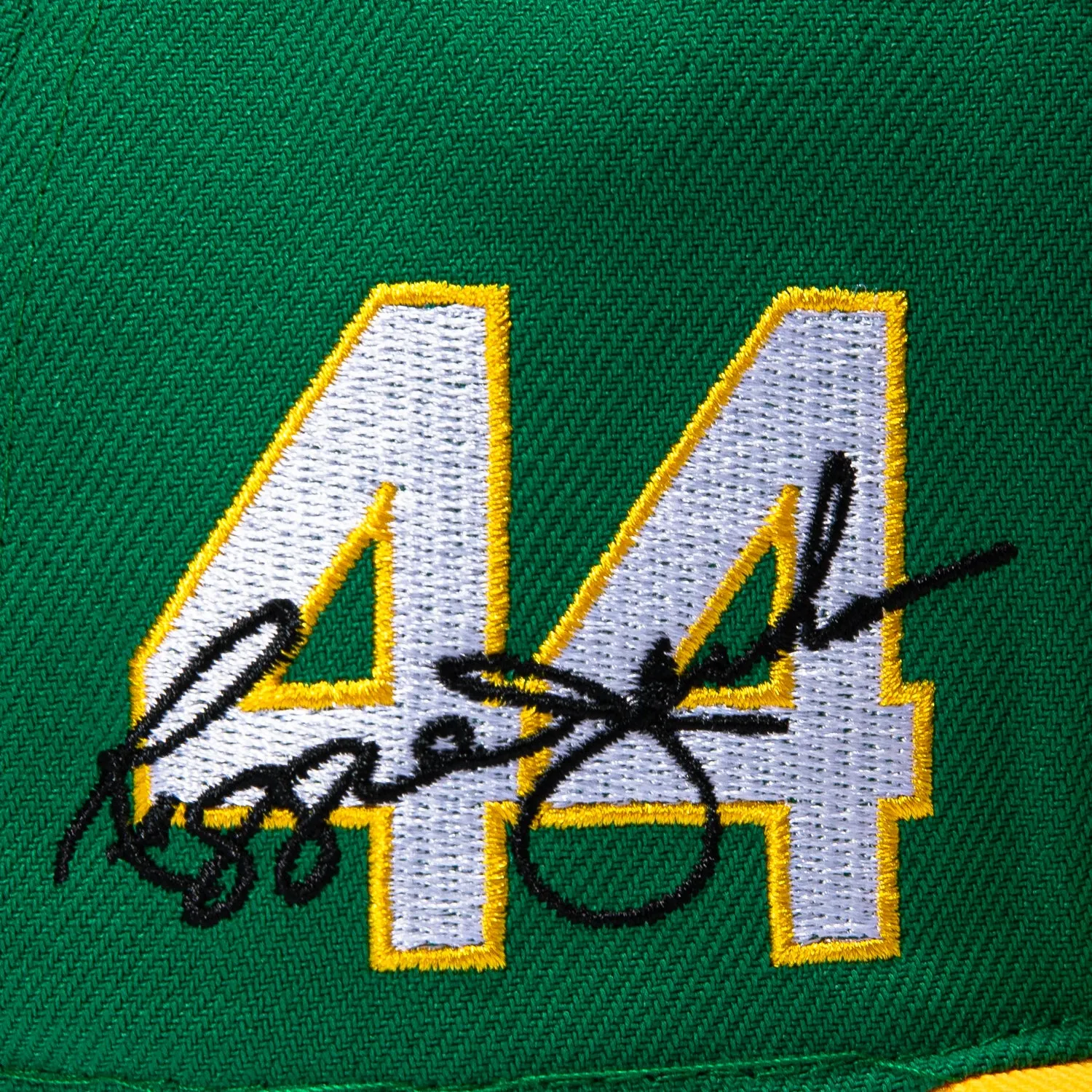 Mitchell & Ness Legends Oakland Athletics 44 Reggie Jackson Patch Hat - Green, Yellow sold by Hat Club product image thumbnail 5