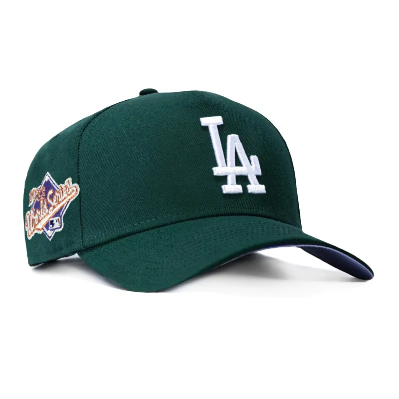 New Era 9Forty A-Frame Los Angeles Dodgers 1988 World Series Patch Lavender UV Snapback Hat - Green made by New Era