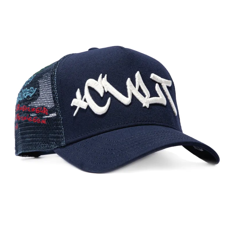 Cult of Individuality Graffiti Snapback Trucker Hat - Navy made by Cult of Individuality