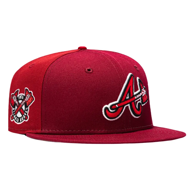 New Era 59Fifty Sugar & Spice Atlanta Braves 1876 Logo Patch Pinwheel Hat - Cardinal, Red made by New Era