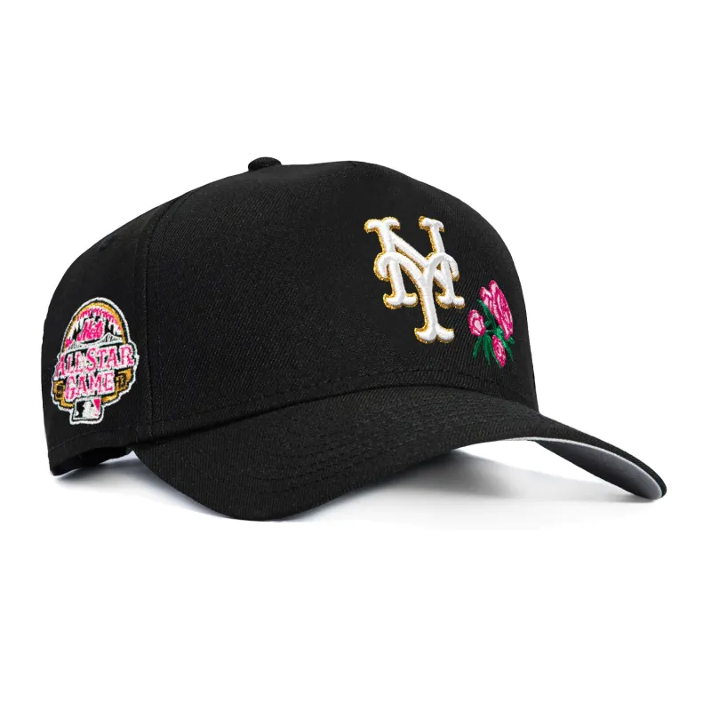 New Era 9Forty A-Frame New York Mets 2013 All Star Game Patch Rose Snapback Hat - Black, Pink made by New Era