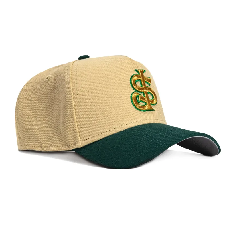 New Era 9Forty A-Frame San Jose Giants Snapback Hat - Tan, Green, Metallic Gold made by New Era